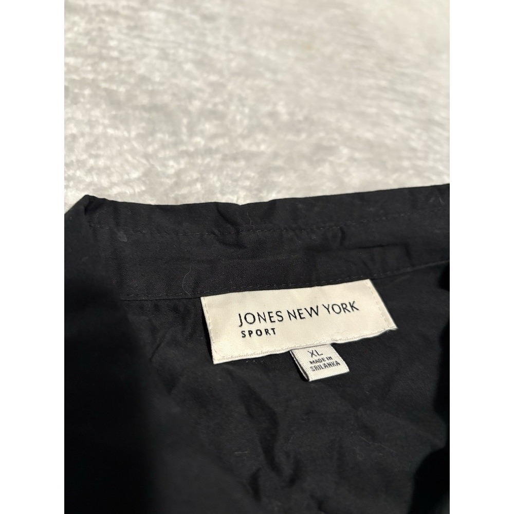 New Jones New York Sport Women's Black Cotton Roll Up Button Shirt Size XL Top - Picture 3 of 8